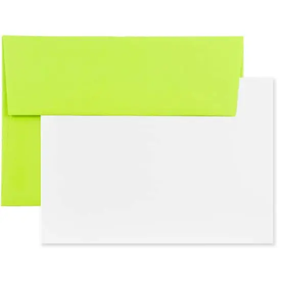 JAM Paper A6 Brite Hue Blank Greeting Cards & Envelopes, 25ct. Ultra Lime {1}