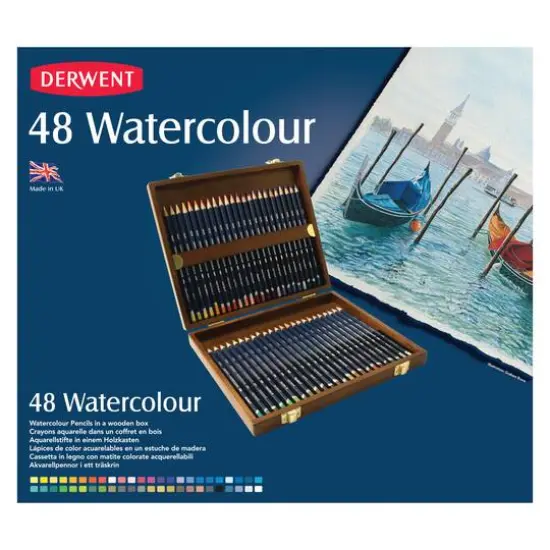 Derwent&reg; Watercolor Pencil 48 Color Wood Box Set {3}