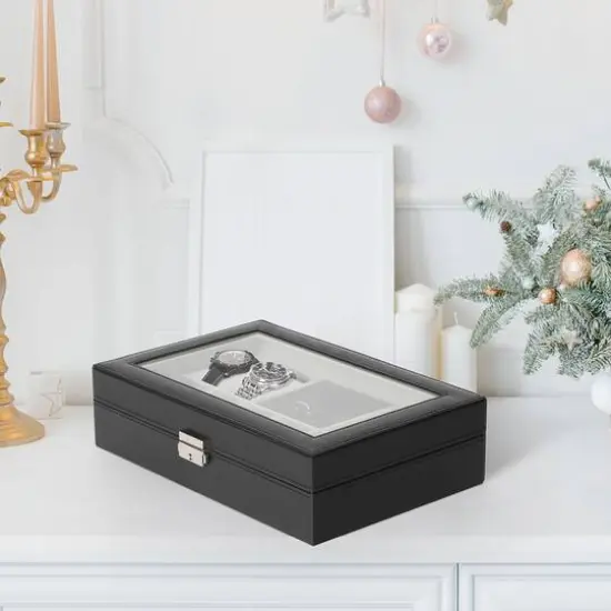 Charcoal Black Grand Ebony Jewelry Watch Box {9}