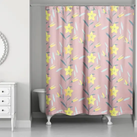 Spring Pattern Shower Curtain Pink {3}