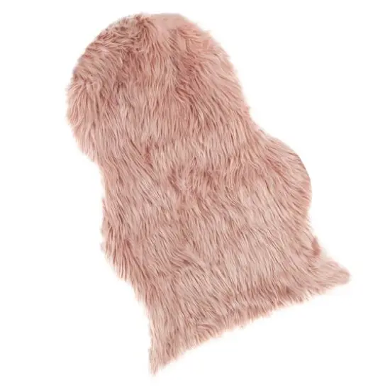 Hastings Home Faux Sheepskin Fur Rug, 2ft. x 3ft. Pink {1}