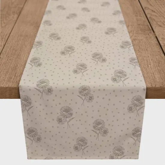 72" Floral Dots Cotton Twill Runner Brown {1}
