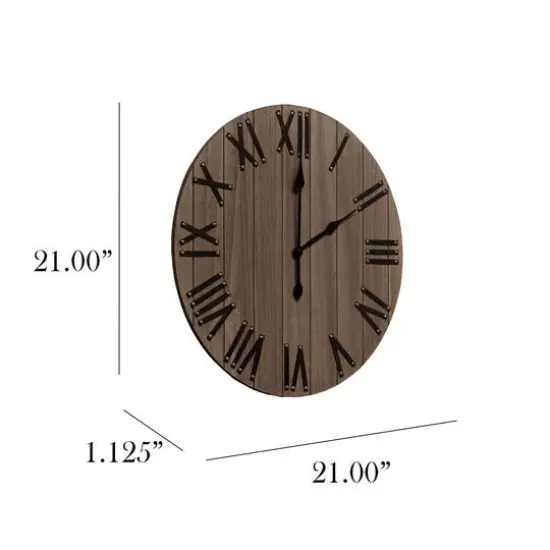 Elegant Designs Handsome 21" Farmhouse Wood Wall Clock Restored Wood {3}