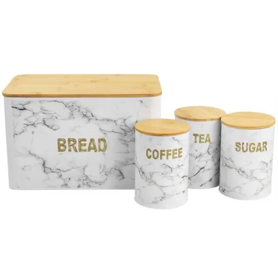 MegaChef Marble Iron Canister Set {1}