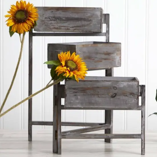 3.5ft. Gray Washed Expandable Decorative Planter {8}