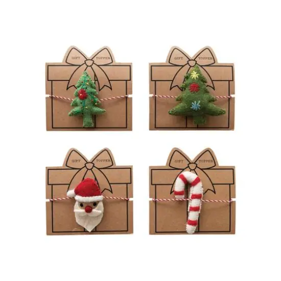Hello Honey&reg; Handmade Wool Felt Gift Topper Set with Santa, Cane & Christmas Tree {1}