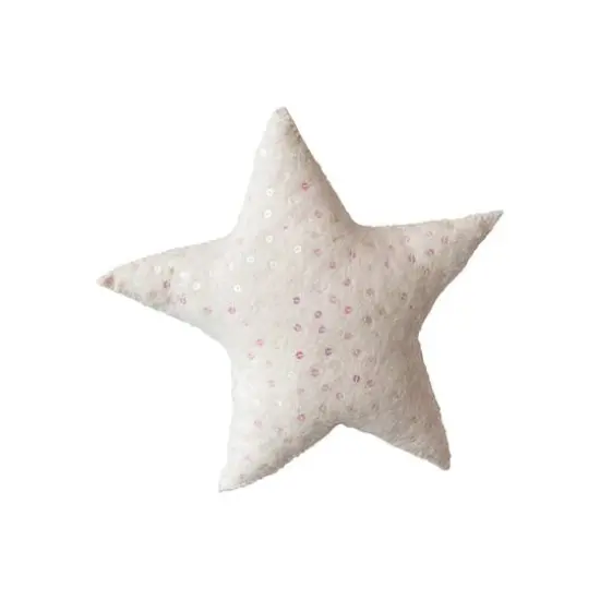 Hello Honey® 11" Beige Handmade Wool Felt & Sequins Star Tree Topper {1}