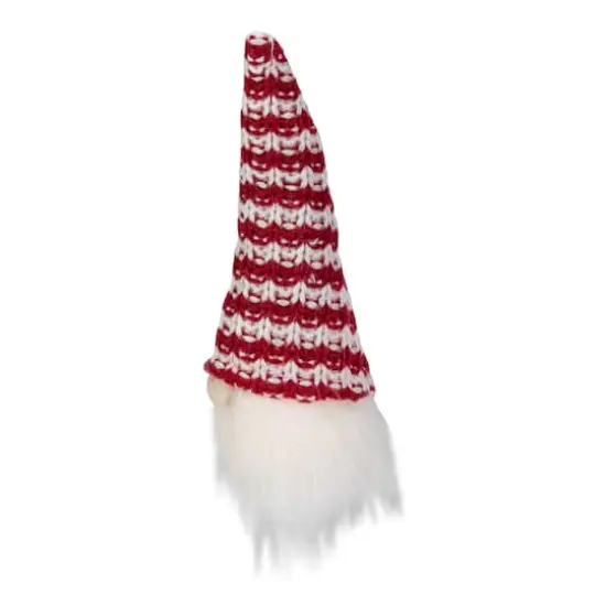 8" Red & White Knit Gnome Head LED Ornament {5}