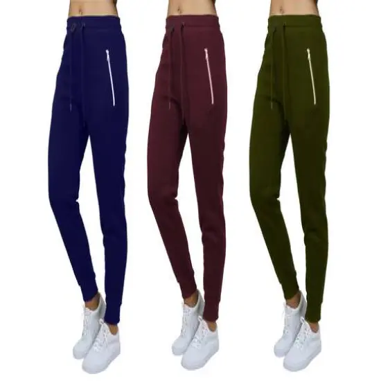 Galaxy by Harvic Women's Relaxed-Fit Jogger Sweatpants 3 Pack Navy/Burgundy/Olive {2}