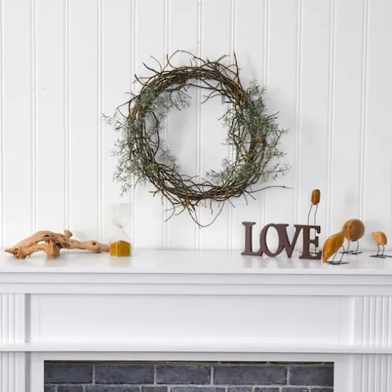 17" Frosted Twig Wreath {3}