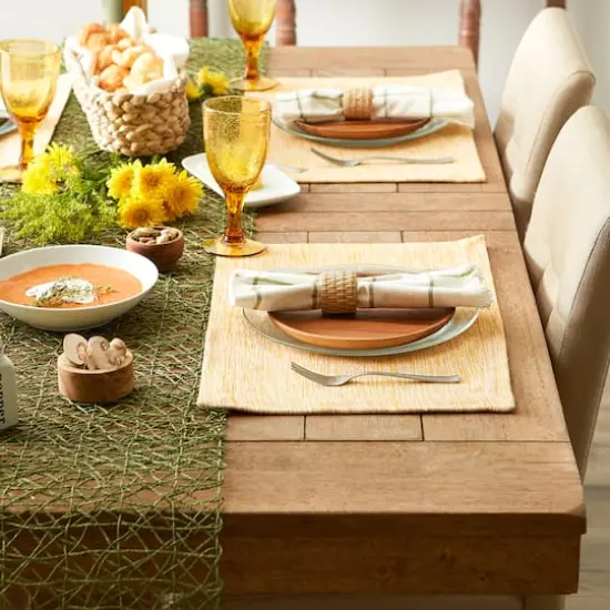 DII® Tonal Recycled Cotton Slubby Rib Placemats, 6ct. Honey Gold/Off White {5}