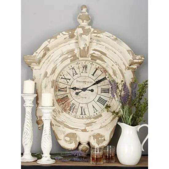 Light Brown Vintage Fiberglass Wall Clock, 44" x 34" {9}