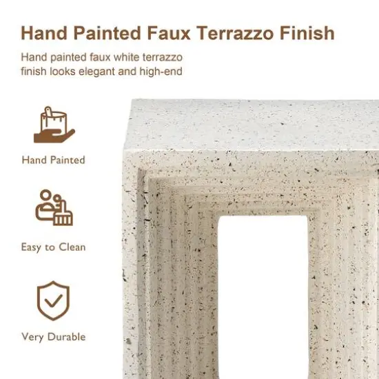 Glitzhome&reg; 17" Faux Terrazzo Square Garden Stool {8}