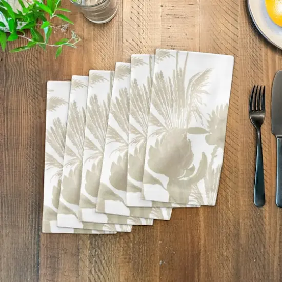 Tonal Protea Blooms Cotton Twill Napkin Cream Tones {4}