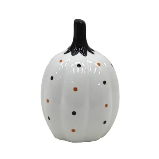 7.25" White Jack-o'-Lantern LED Ceramic Tabletop Décor by Ashland® {4}