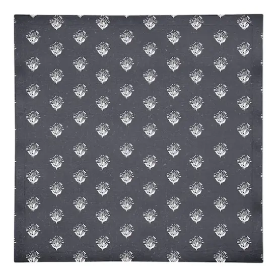 Navy Floral Pattern 10" x 10"Cotton Twill Napkin {1}