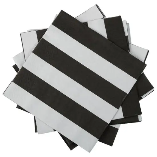 JAM Paper Black Stripe Medium Lunch Napkins, 16ct. {1}