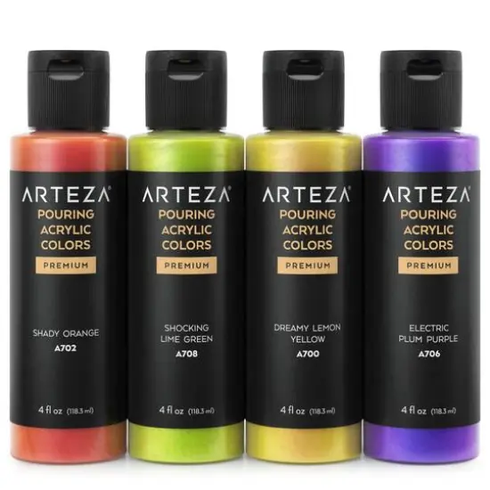 Arteza&reg; 4 Color Iridescent Sherbet Tones Acrylic Pouring Paint Set {3}