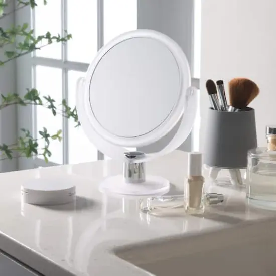 Home Details 7" Black Dual Sided 10X Magnification Rubberized Vanity Mirror Frost {3}