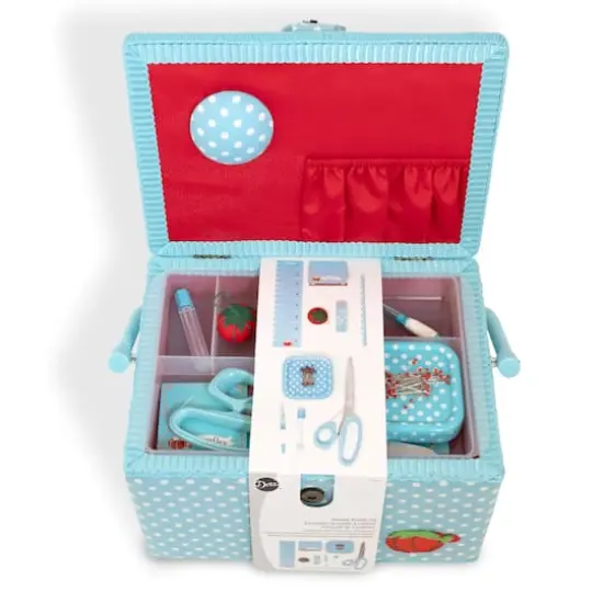 Dritz&reg; Aqua Dots Large Sewing Basket Kit {6}
