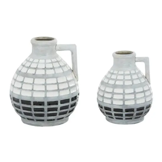 Gray Ceramic Coastal Vase Set {7}