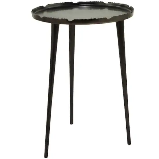 21" Aluminum Accent Table with Tray Top Black {3}