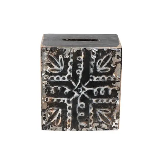 Hello Honey&reg; 6.5" Black & White Bless You Wood Tissue Box {5}