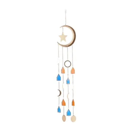 Gold Contemporary Moon and Sun Windchime, 8" x 2" x 42" {4}