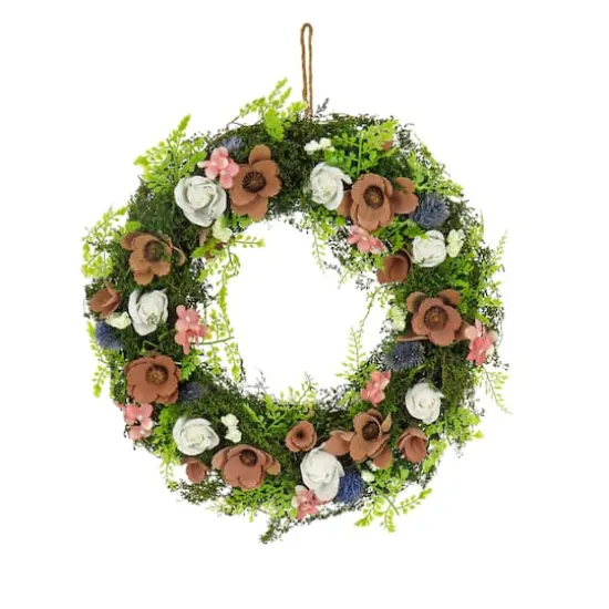 18" Floral Assortment Spring Wreath {1}