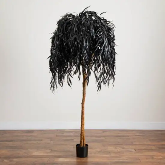 6ft. Artificial Halloween Black Willow Tree {7}