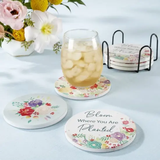 Kate Aspen&reg; Garden Blooms Ceramic Coasters with Holder, 6ct. {3}
