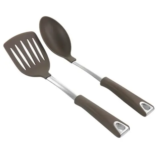Martha Stewart 2-Piece Taupe Nylon Slotted Turner and Spoon Kitchen Utensil Set {1}