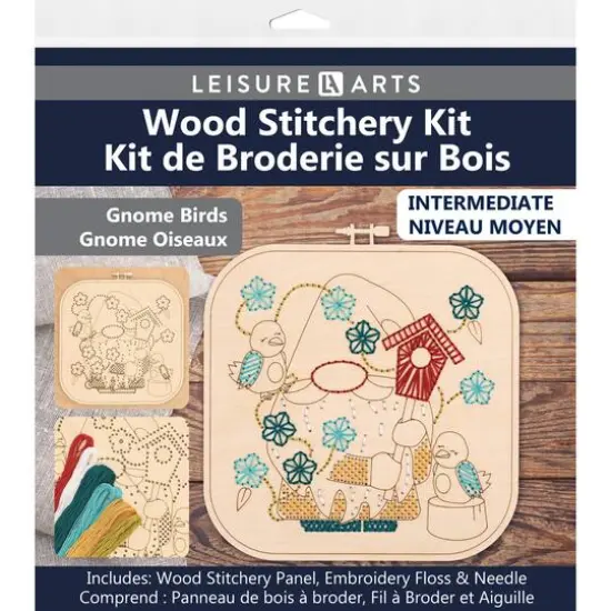 Leisure Arts&reg; Intermediate Gnome & Birds Wood Stitchery Kit {1}