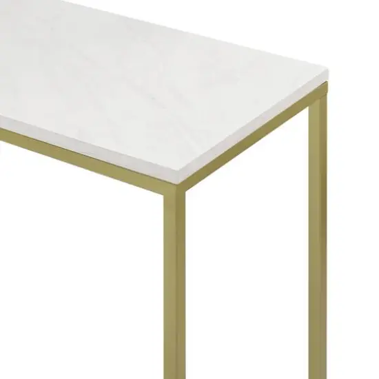 Walker Edison 42" Faux White Marble & Gold Open Box Entry Table {6}