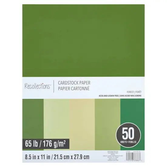 8.5" x 11" 65lb. Cardstock Paper Pack by Recollections&trade;, 50 Sheets Forest {1}
