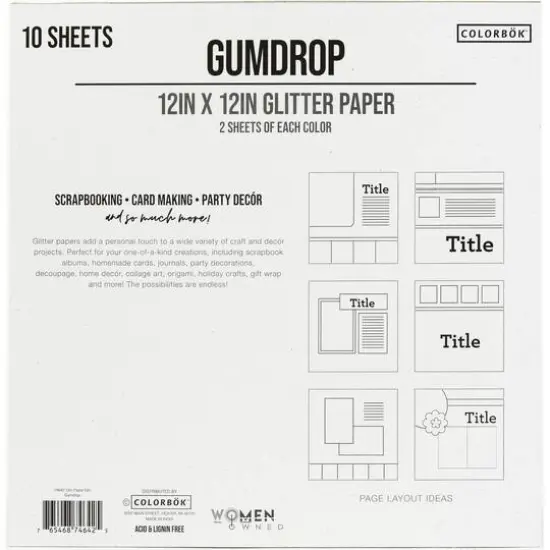 Colorbok&reg; Glitter Gumdrop 68lb. Designer Single-Sided Paper Pad, 12" x 12" {3}