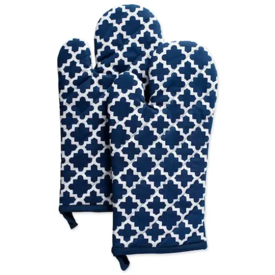 DII&reg; Nautical Blue Lattice Oven Mitt Set, 2ct. {1}