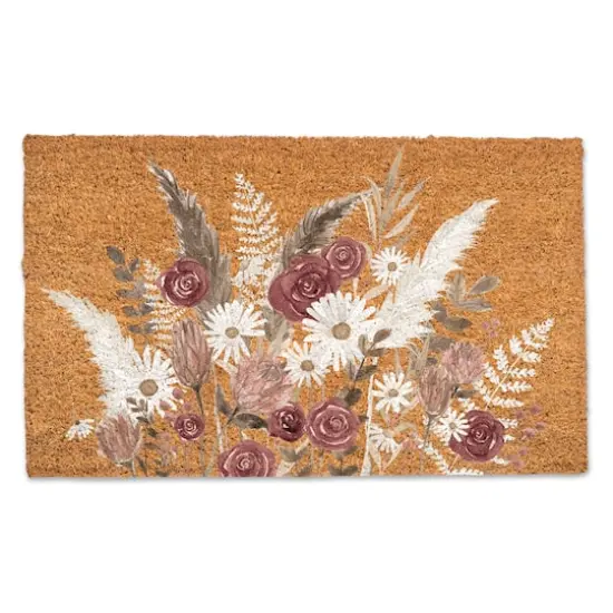 Mauve & Beige Boho Flowers Doormat {1}