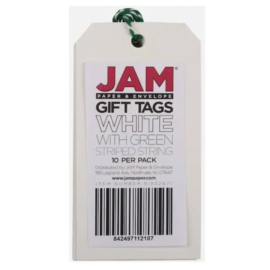 JAM Paper White Medium Premium Gift Tags with Green String, 10ct. {5}