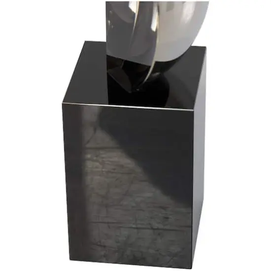 18" Black Crystal Abstract Sculpture with Stacked Semi Circles {5}