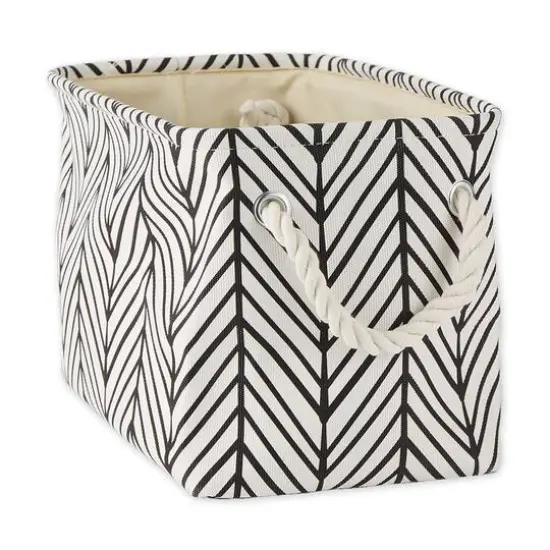 DII&reg; Small Off-White Herringbone Rectangle Fabric Bin {6}