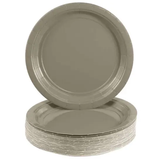 JAM Paper 7" Paper Party Plates, 50ct. Silver {4}