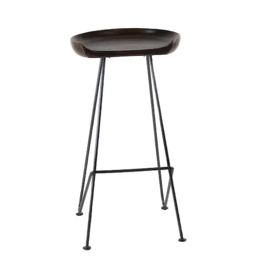Brown Iron & Wood Rustic Stool {5}