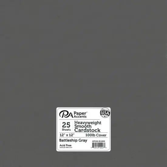 PA Paper&trade; Accents Smooth 12"x 12" Heavyweight Cardstock, 25 Sheets Battleship Grey {1}