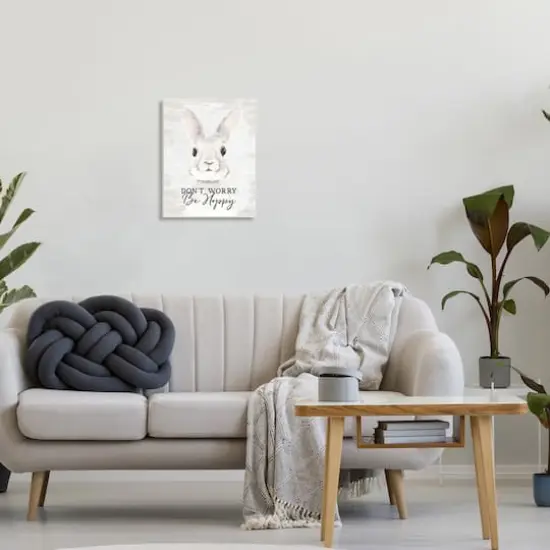 Stupell Industries Don't Worry Be Hoppy Easter Bunny Rabbit Pun Wall Plaque Art {3}