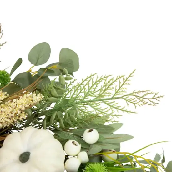 24" Peony & Pumpkin Artificial Fall Harvest Wreath {4}