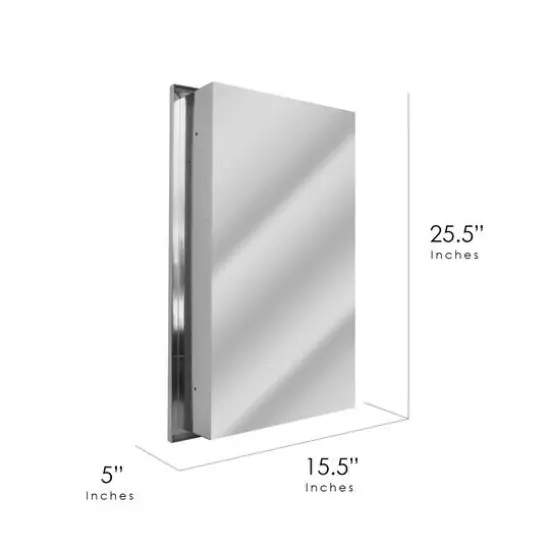 Head West Brushed Nickel Stainless Steel Recessed Mirrored Medicine Cabinet {8}