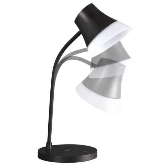 OttLite Wellness Series 17" Black Shine LED Desk Lamp with Wireless Charging {8}