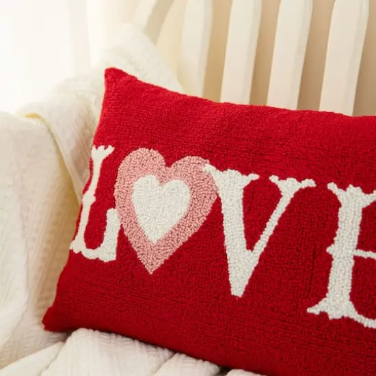 Glitzhome&reg; 18" Valentine's Hooked Love Pillow {5}