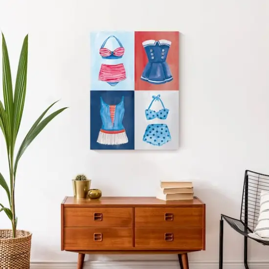 Vintage Patriotic Swimwear Canvas Wall Art {5}